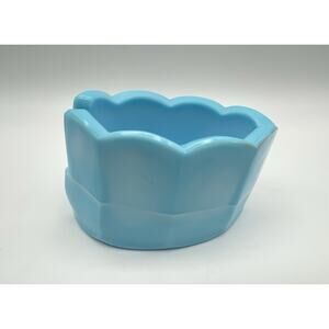 Fenton Clamborn Sky Blue Slag Glass Slotted Spoon Rest Holder Mule Shoe Vintage